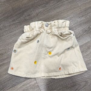 Zara Cream Skirt with Colorful Embroidery